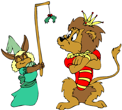 Funny Santa Christmas Image Reindeer Free Public Domain - Cartoon (400x358)