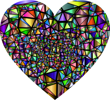 Stained Glass Drawing Heart - Stained Glass Heart Background (375x340)