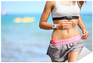 Runner Woman With Heart Rate Monitor Running Sticker - Nc-17 Hr#4 / Sc#4 Set Heart Rate Monitor And Bicycle (400x400)