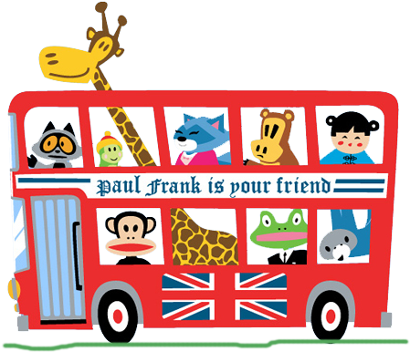 Double Deck Bus Paul Frank, Art Clipart, Double Deck, - England Bus Cartoon (469x400)