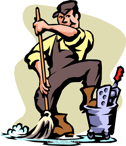 Janitor Clipart Transparent - Limpar Casas De Banho (414x480)