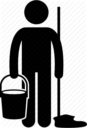 Clip Art Freeuse Stock Janitor Clipart Scrub Floor - Floor Cleaning Symbol (346x512)