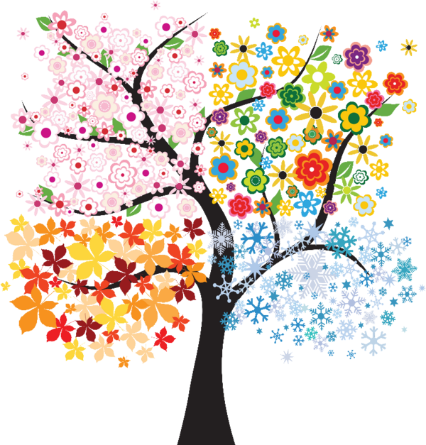 Color Life Tree Diy Digital Oil Painting Wall Decor - Arbol De 4 Estaciones (600x627)