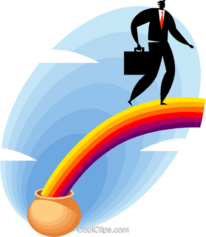 Pot Of Gold At The End Of The Rainbow Royalty Free - Pote De Ouro No Final Do Arco Iris (417x480)