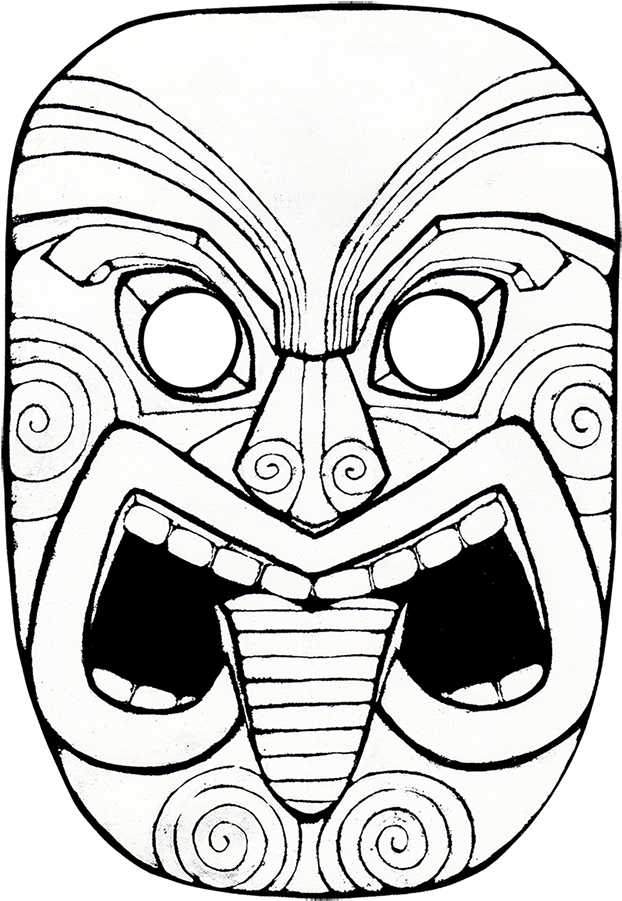 Maori Coloring Pages Print Page Printable Download - Mask (630x900)