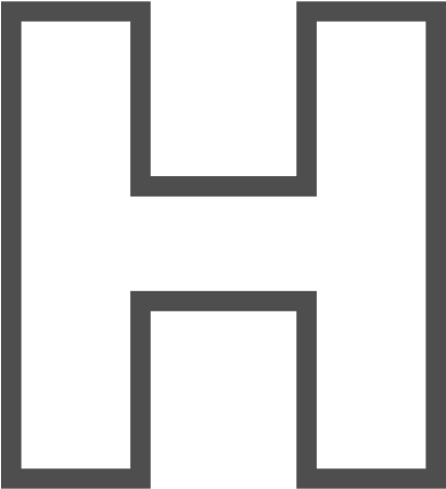 Overhead & Sidelines - Letter H Clip Art Black And White (512x512)