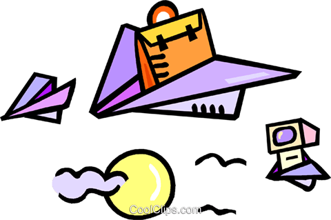 Paper Airplane With Briefcase Royalty Free Vector Clip - Paper Airplane With Briefcase Royalty Free Vector Clip (480x319)