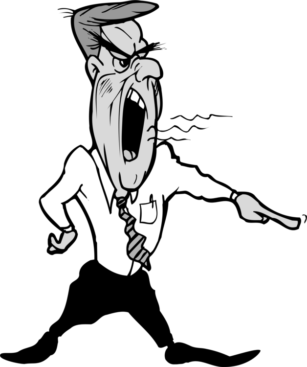 Shouting Man Line Art Person Human Behavior - Shouting Clipart Black And White (628x750)