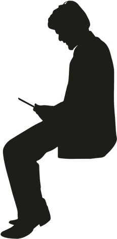 Man With Phone Sitting Silhouette - Man Sitting Silhouette Png (512x512)
