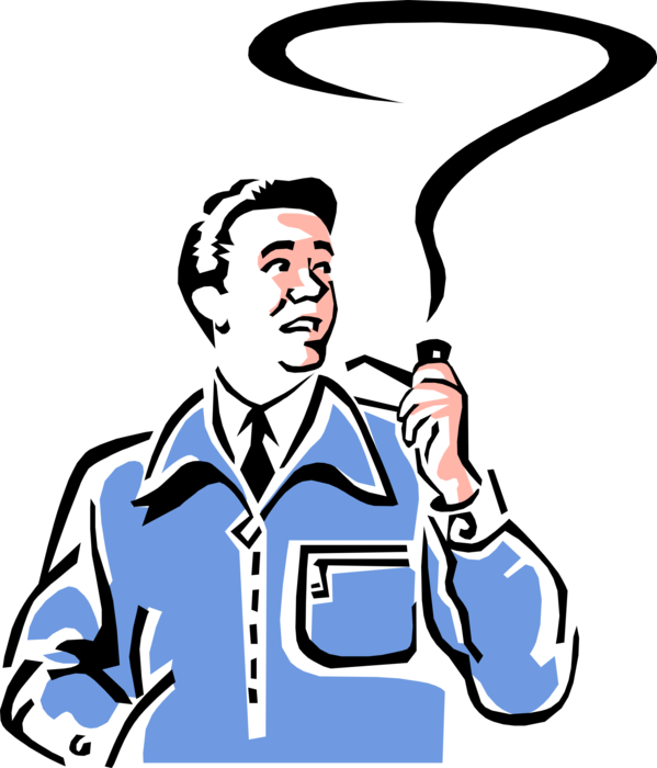 Man With A Pipe Royalty Free Vector Clip Art Illustration - Smoking (599x700)