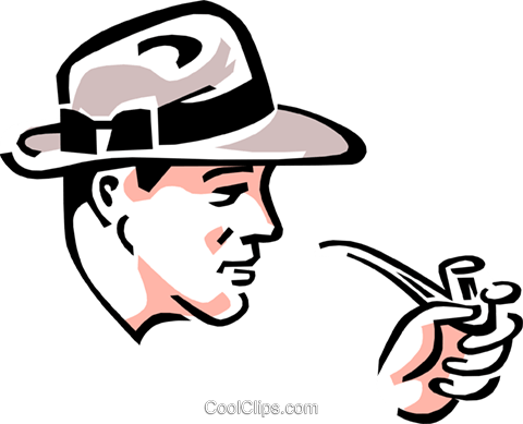 Man With Pipe Royalty Free Vector Clip Art Illustration - Homem Fumando Cachimbo Desenho (480x389)