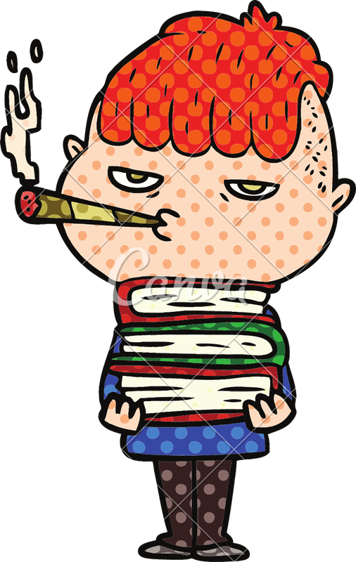 Cartoon Man Smoking - Illustration (506x800)