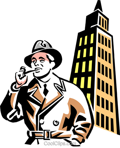 Man With A Pipe And Office Tower Royalty Free Vector - The Trench (389x480)