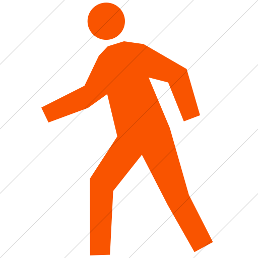 Classica Student Walking Icon Simple Orange - Cross The Street Sign (512x512)