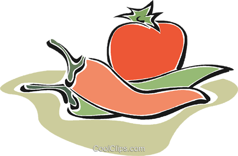 Tomato With Red Peppers Royalty Free Vector Clip Art - Tomato (480x316)
