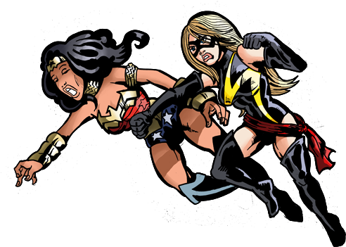 Drawing Marvel Wonder Woman Png Royalty Free - Ms Marvel Vs Wonder Woman (510x385)