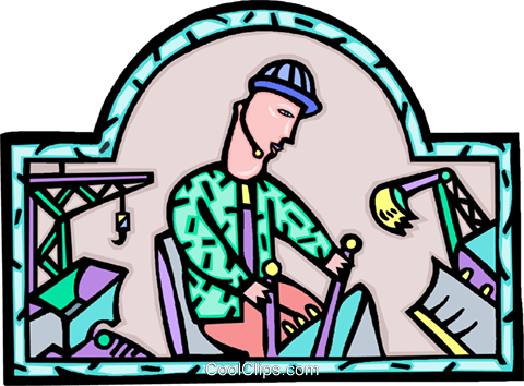 Man Working Heavy Equipment Royalty Free Vector Clip - 195780 (480x354)