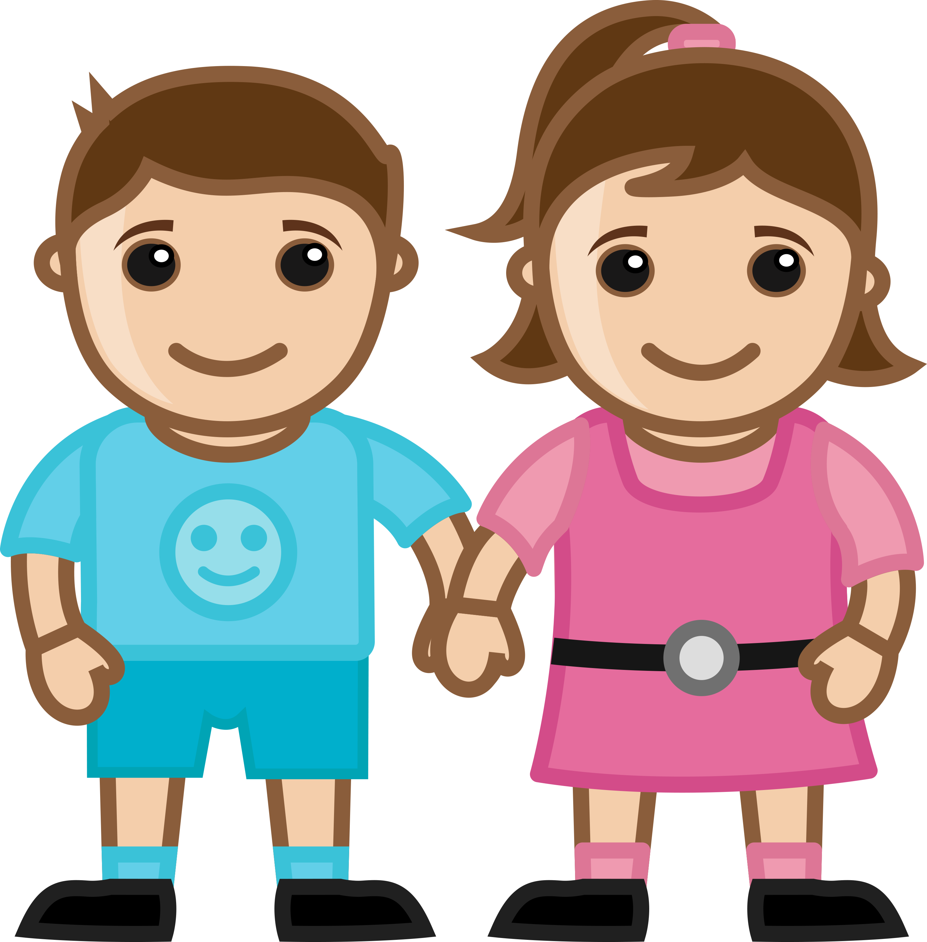 Sibling Shaping - Cartoon Character Girl And Boy (3000x3050)