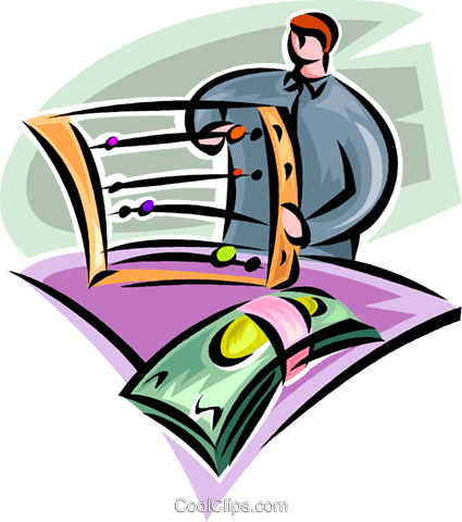 Man With An Abacus And Dollar Bills Royalty Free Vector - Man With An Abacus And Dollar Bills Royalty Free Vector (425x480)