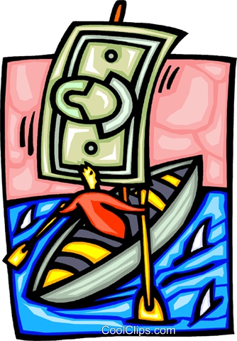 Boat With Dollar Bill Sail Royalty Free Vector Clip - Eurocurrency Market (334x480)