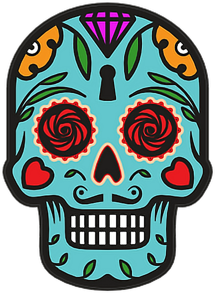 Catrina Skull Halloween Diademuertos Blue Flowers Happy - Day Of The Dead Skull Eyes (1024x1024)