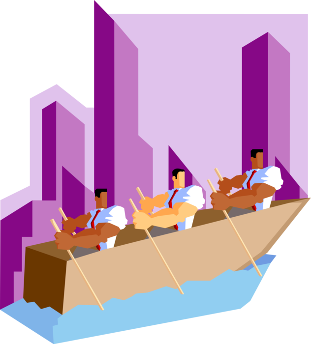 Businessmen Rowing To Destination Royalty Free Vector - Bruce Tuckman (632x700)