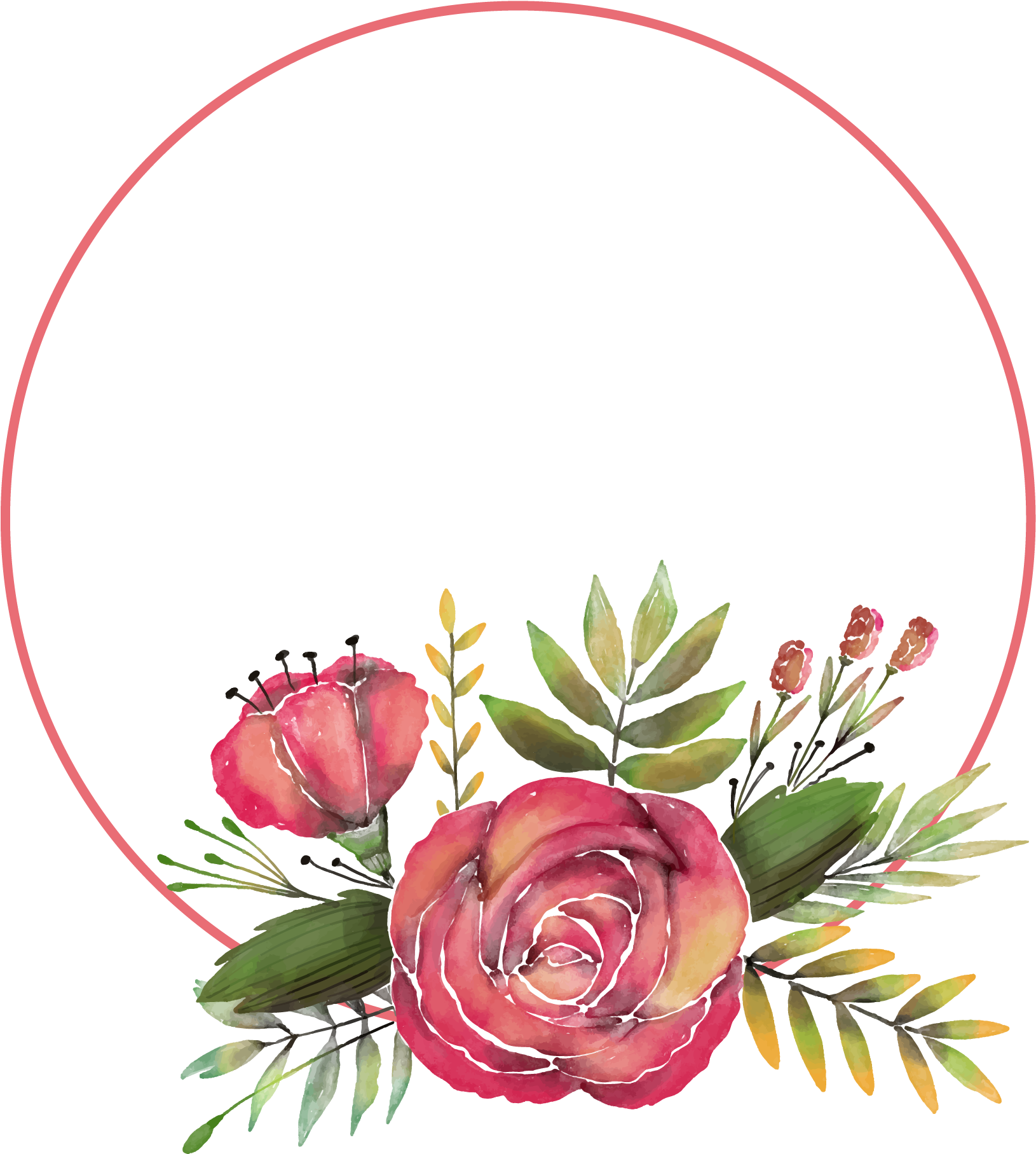 Clipart Hand Painted Rose Flower Frame Transprent Png - Transparent Floral Frame Png (2001x2000)
