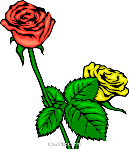 Red And Yellow Roses Royalty Free Vector Clip Art Illustration - Clip Art (414x480)