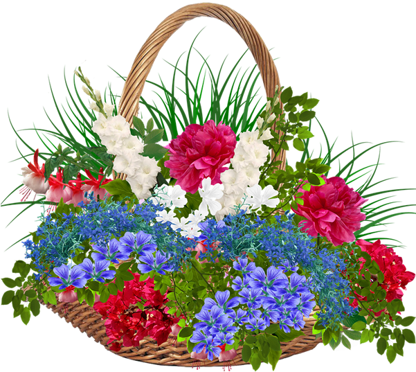 Download May Day Wishes 2018 Clipart Clip Art Flower - Flowers Basket Transparent Background (600x545)