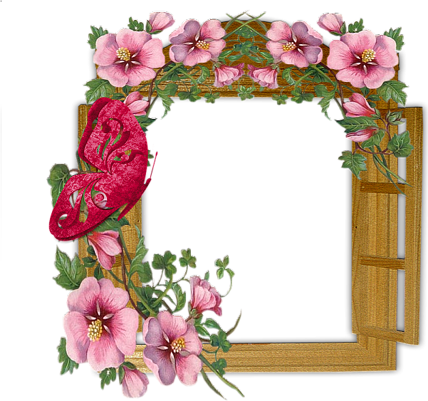 Frame Window In Flowers Clipart Window Borders And - Flowers Photo Frame Download (600x600)