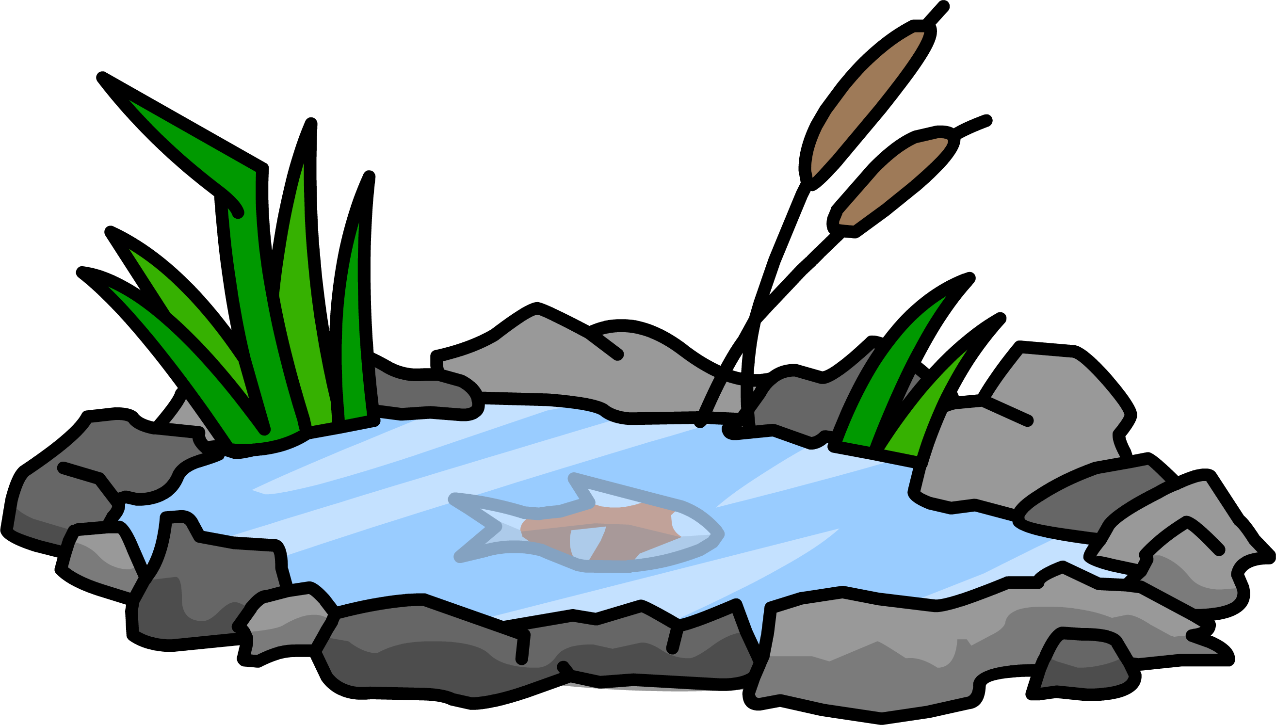 Koi Pond Sprite 003 - Pond Clip Art (2631x1495)