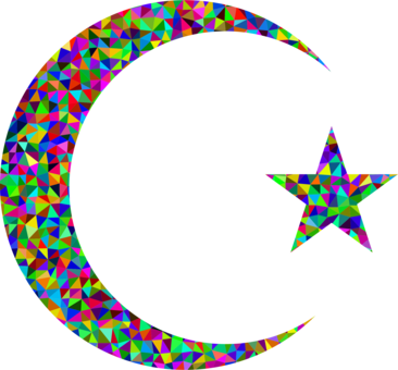 Star And Crescent Moon Symbols Of Islam - Crescent Moon And Star Mosaic (366x340)