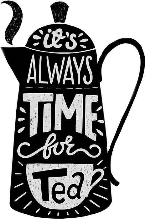 Tea Time Clipart Black And White (500x727)