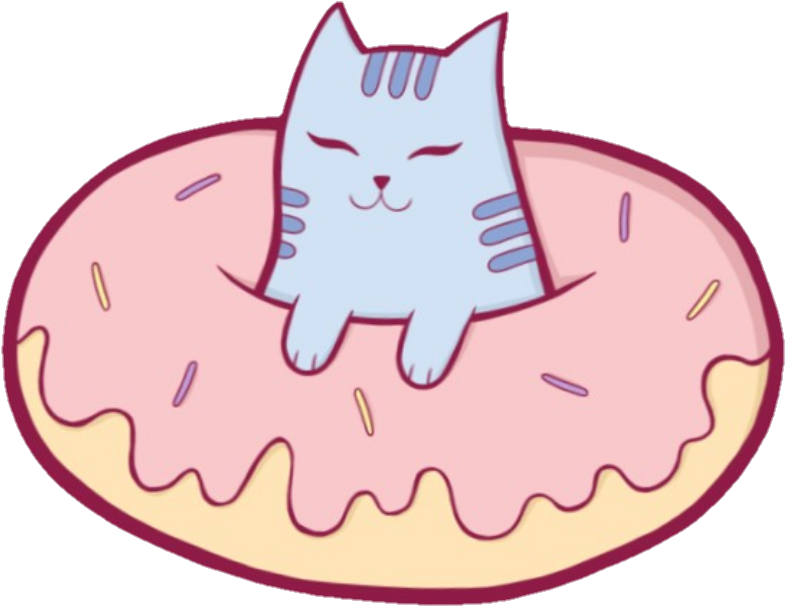 Neko Donut Yum Cute Sweet Kittylove Kitty Food Kitten - Adelayde Cat Donut Pocket Mirror (932x733)