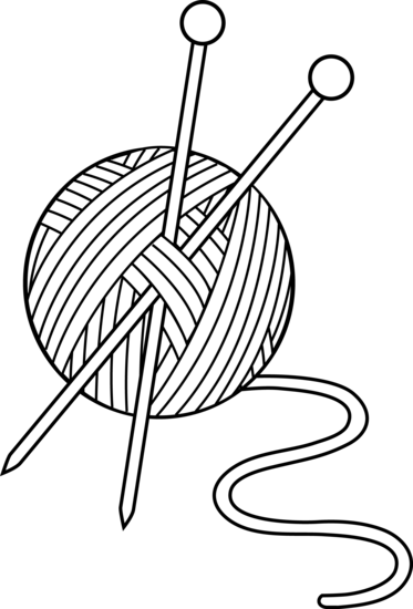 Black And White Knitting Set - Yarn Clip Art (373x550)