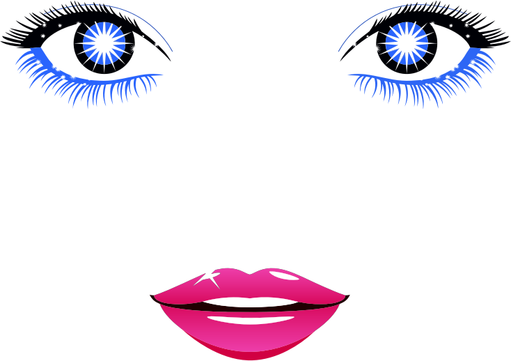 Graphic Free Stock Female Face Medium Image Png - Blaues Augen-entwurf, Schein Karte (734x518)