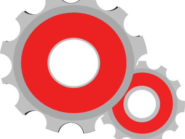 Gears Clipart Red - Brown Bg, Blue Border Circle Cc (640x480)