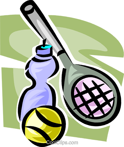 Tennis Racket, Ball, And Water Bottle Royalty Free - Tennis Racket, Ball, And Water Bottle Royalty Free (405x480)