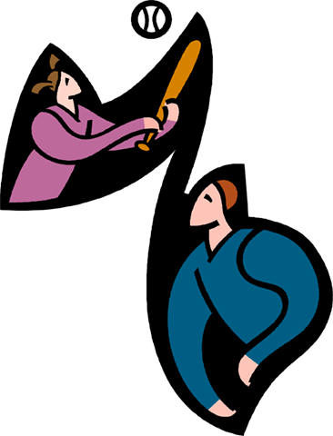 Boy And Girl Playing Baseball Royalty Free Vector Clip - Boy And Girl Playing Baseball Royalty Free Vector Clip (366x480)