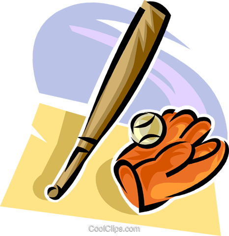 Baseball Bat And Glove Royalty Free Vector Clip Art - Baseball (466x480)