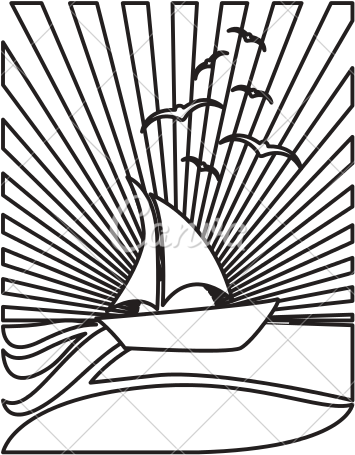 Drawing Chinese Sunset Clipart Download - Sunset Beach Vector Black And White (550x550)