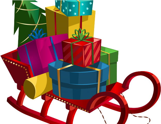 Sleigh Clipart Clip Art - Sled With Christmas Gifts (640x480)