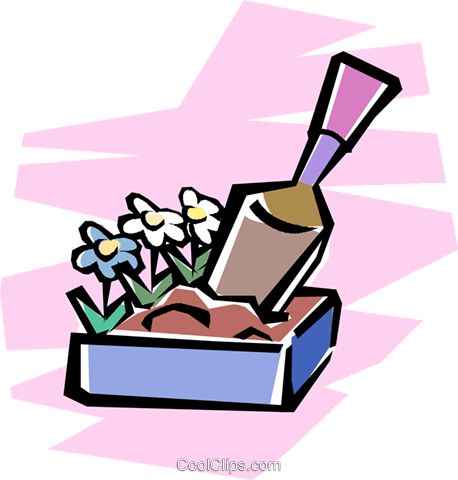 Box Of Flowers And Gardening Tools Royalty Free Vector - Deer Clip Art (458x480)