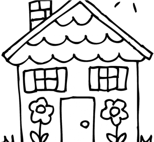White House Clipart Basic - House Line Drawing Art (640x480)
