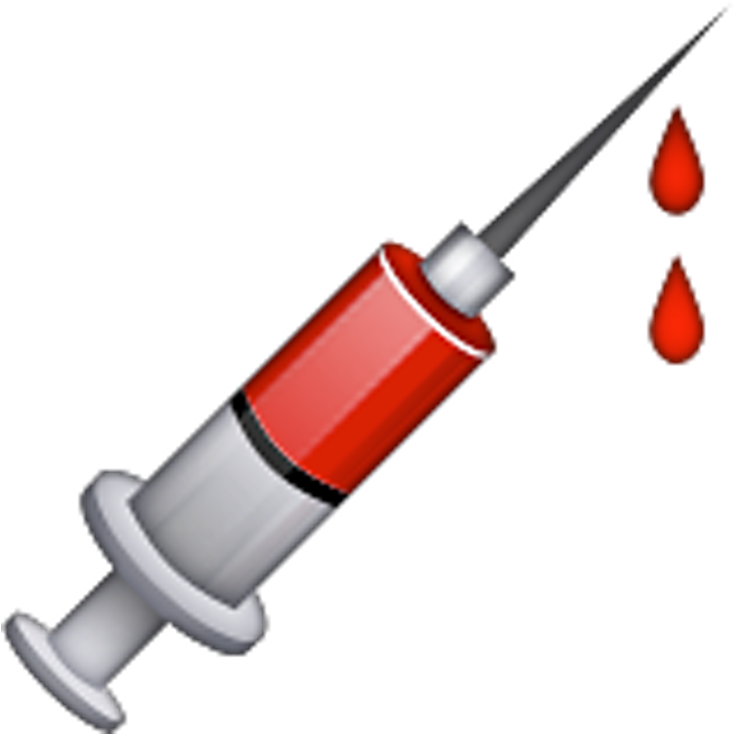 Clip Art Library Stock Needle With Blood Clipart - Syringe Emoji Png (740x740)
