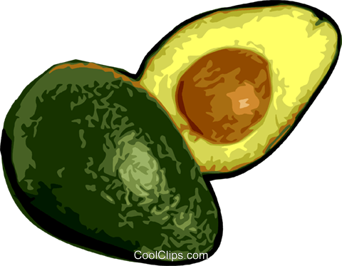 Sliced Avocado Royalty Free Vector Clip Art Illustration - Clip Art (480x373)