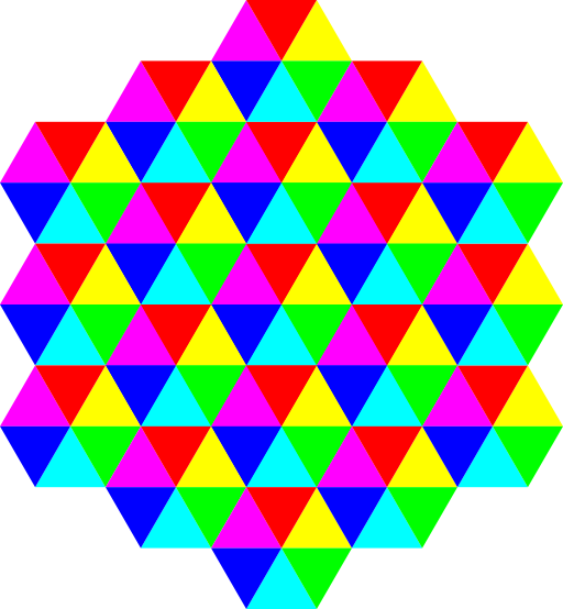 Triangle Tessellation 6 Color - Tessellation Art Math (512x554)
