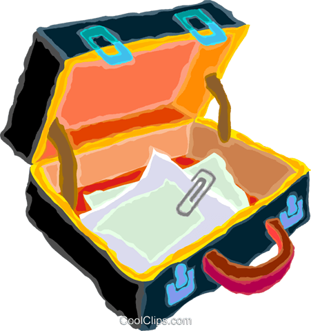Briefcase With Papers And Paper Clips Royalty Free - Clip Art (451x480)