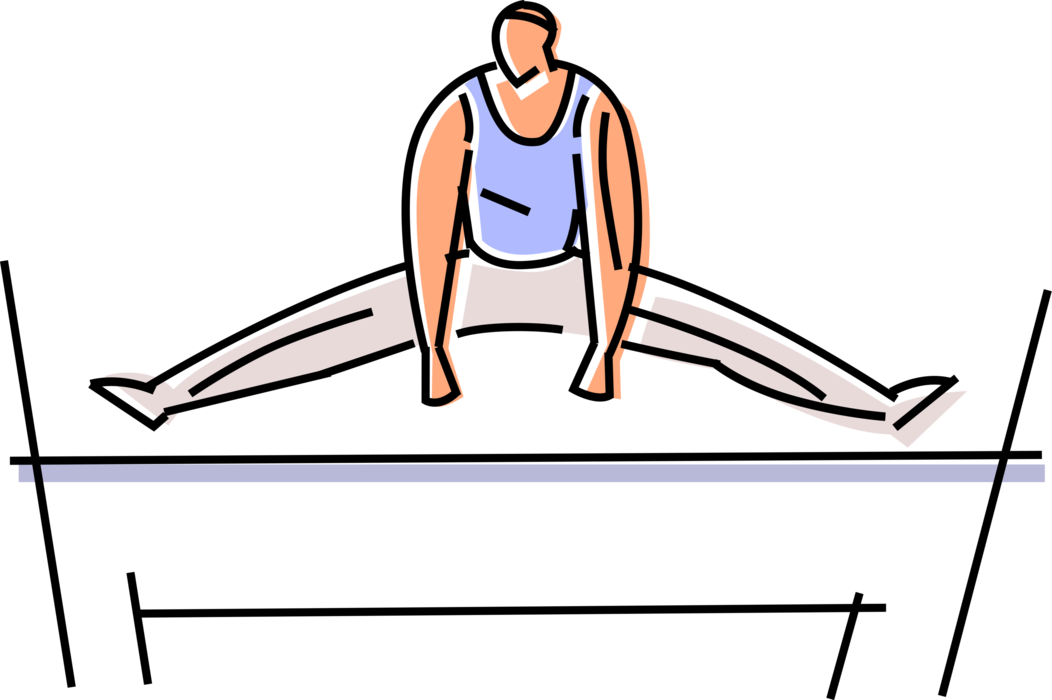 Gymnast Performs On Bars Vector Image Illustration - Gymnastics (1052x700)