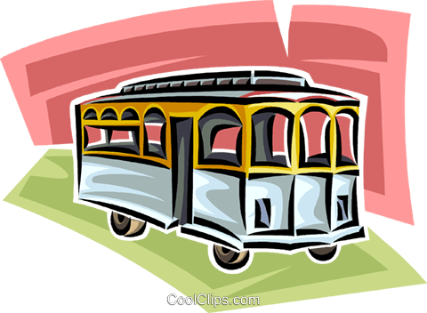 Streetcar Royalty Free Vector Clip Art Illustration - Trolley (480x352)